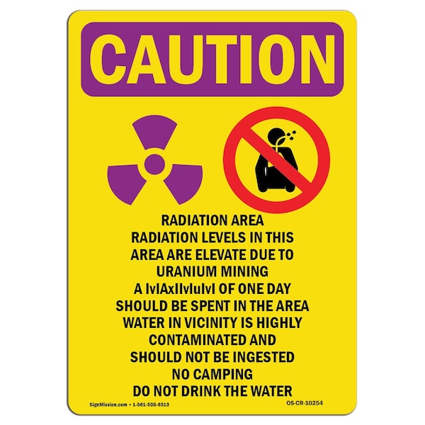 Signmission OSHA RADIATION Sign, Radiation Area Radiation, 14in X 10in Rigid Plastic, 10" W, 14" H, Portrait OS-CR-P-1014-V-10254 - main